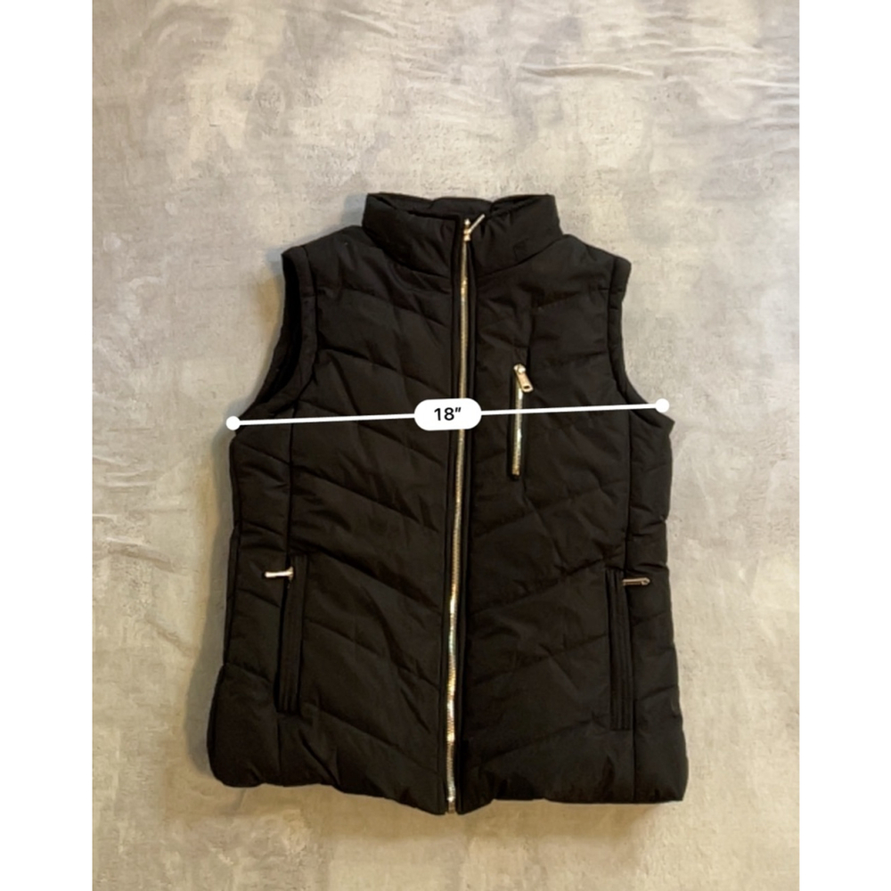 Women's Wantdo Black Puffer Vest with Gold Zippers M - Picture 7 of 11